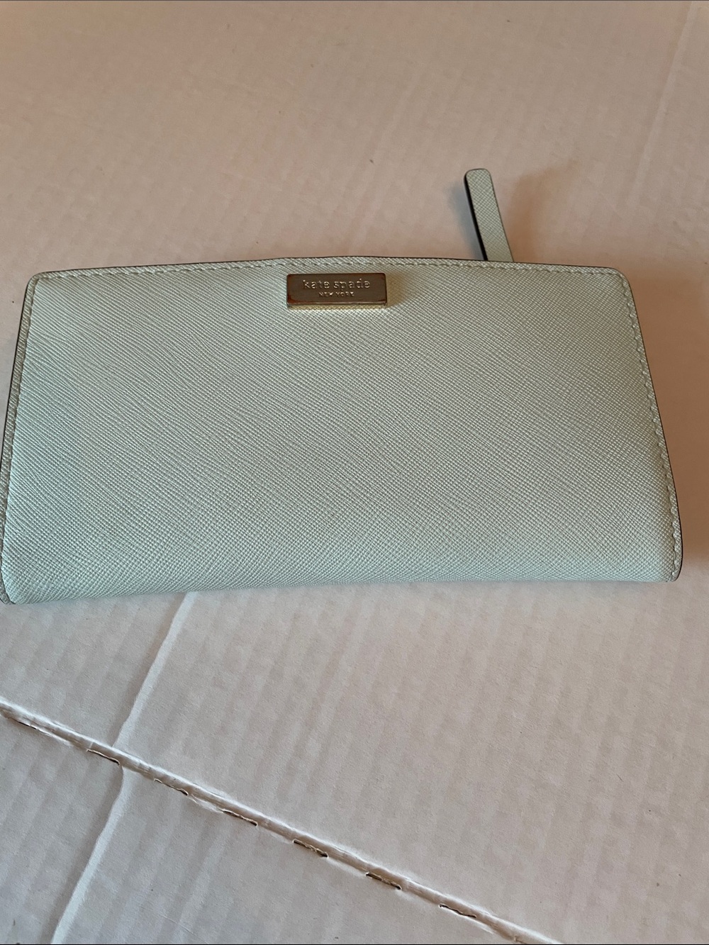 kate spade Mint Green Saffiano Wallet  with Gold Plaque
